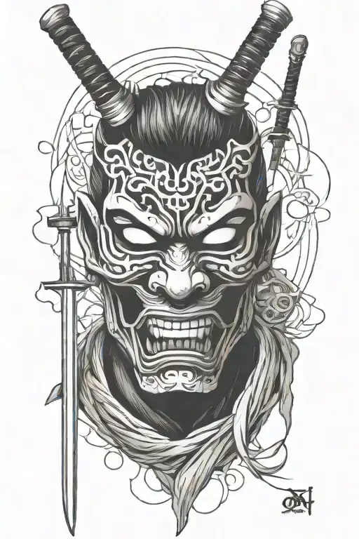 One Oni Mask With Katana Sword