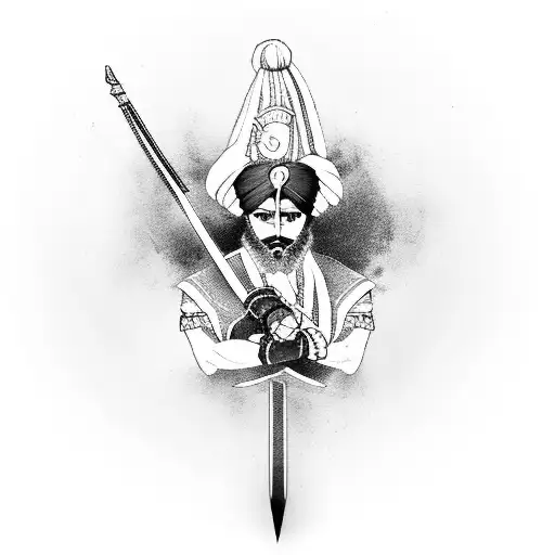 Anime-inspired Sikh Warrior Wielding A Futuristic Sword