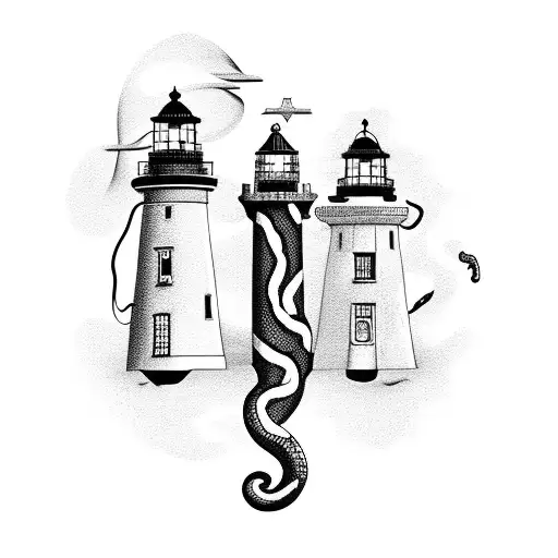 Lighthouse With Snake And Money Falling
