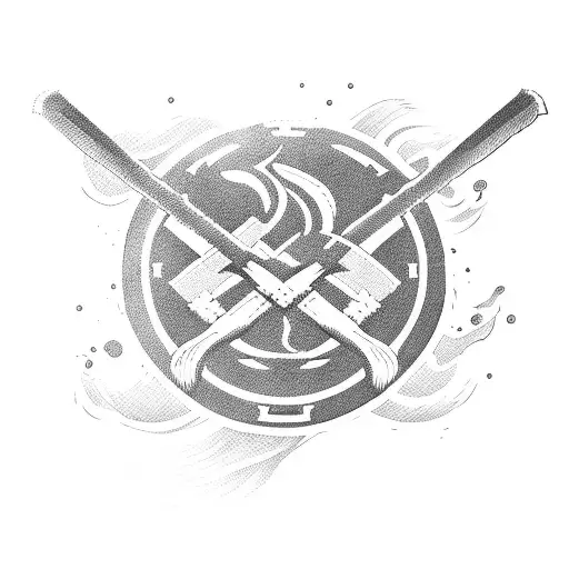 Sensei Flying Kick With Double Sided Battle Axe In Background