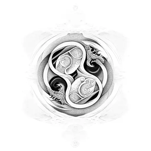 Ying Yang With Dragon