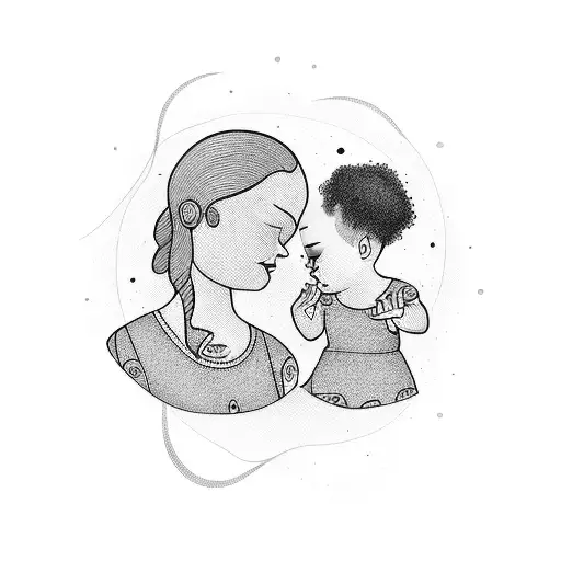 Mother With Her Daughter With Love