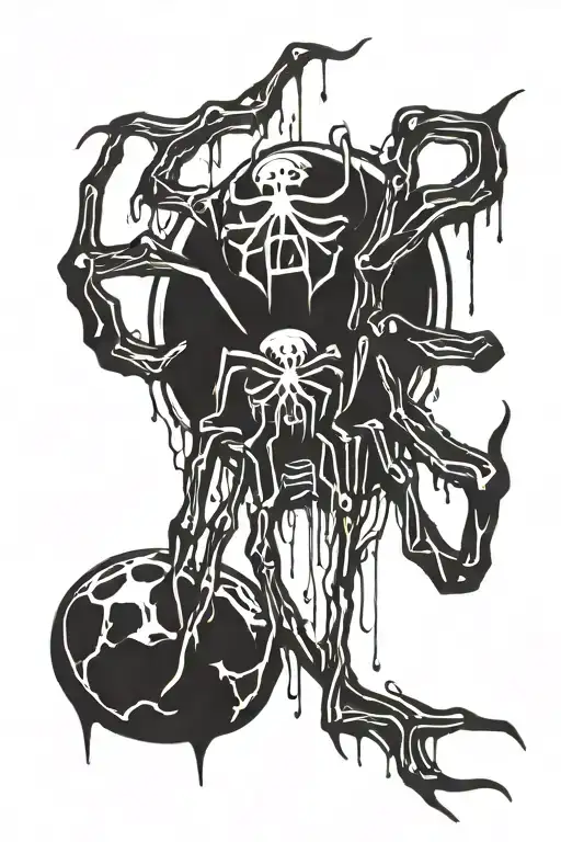 Spider Hanging Dead Blood Dripping