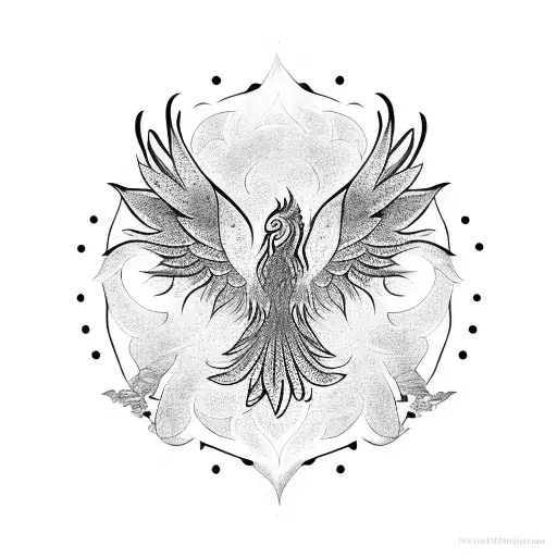 Large Phoenix With Mandala Background