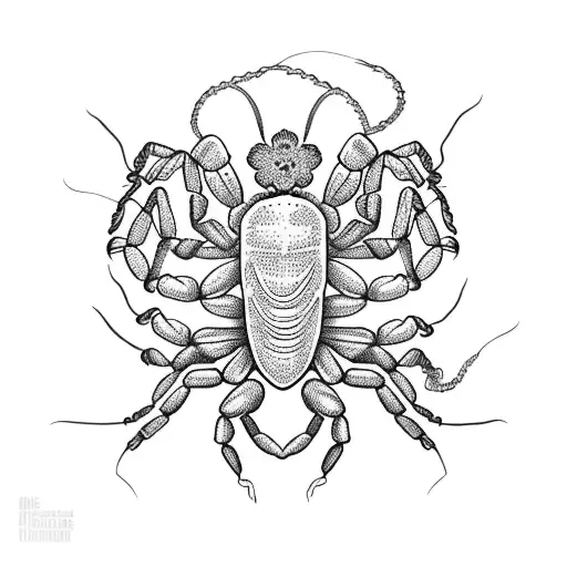 A Scorpion Intertwined With A Blooming Flower