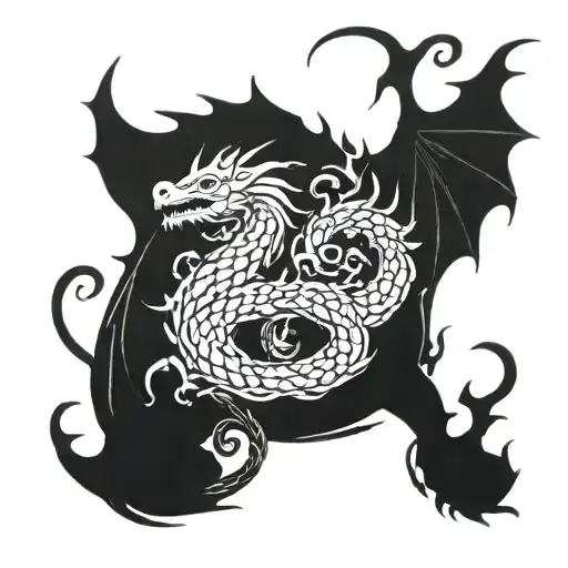 A Dragon Intertwined With Greek Mythology Figures