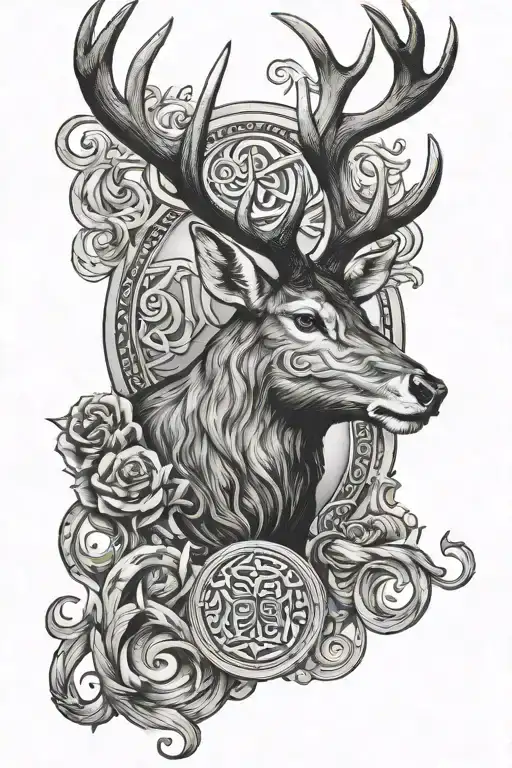 Stag And Triskelion Black Grey