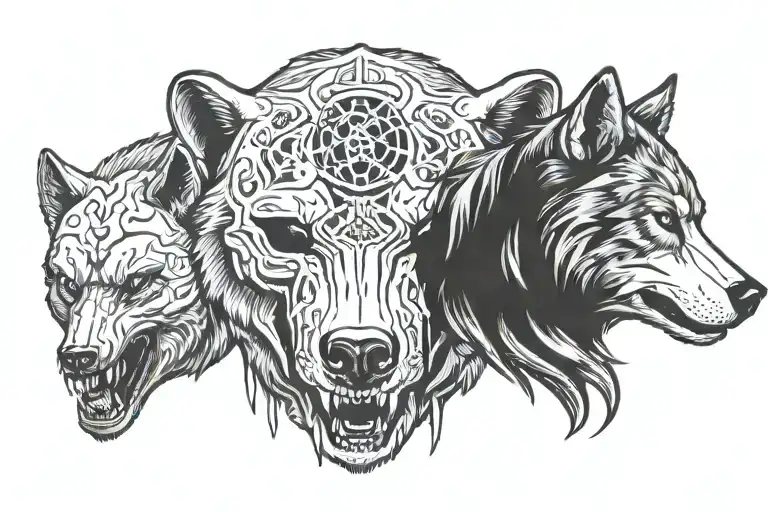 Wolf Bear Skulls