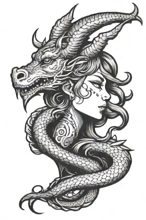 Dragon Girl With Horns Side Profile