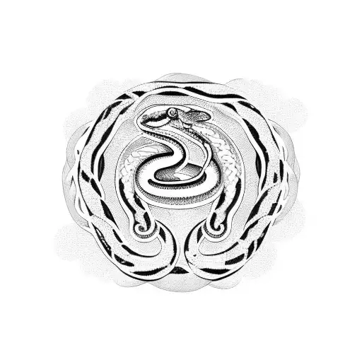 A Blackwork Silhouette Of A Snake With Documentary Film Frames As Its Skin Pattern