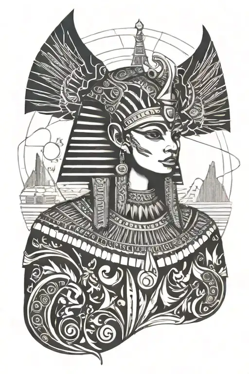 Tattoo In The Style Of Egyptian Mythology