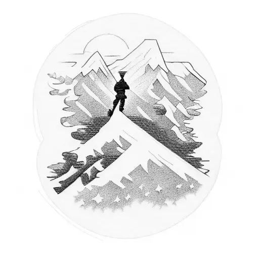 A Silhouette Of A Soldier Saluting With A Mountain Range In The Background