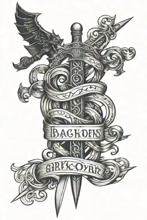 Skill & Sword Intertwined With Name Written