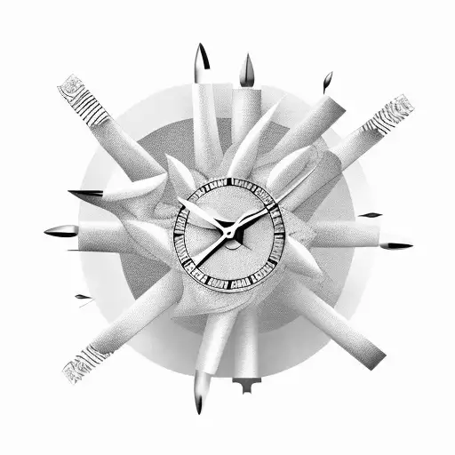 Clock With Nails For Hands Set To 3 Pm