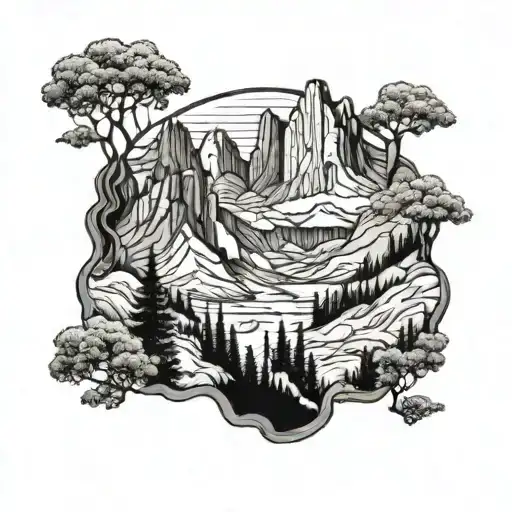 A Serene Landscape Of The Colorado Mountains With A Hidden Fortress In The Background