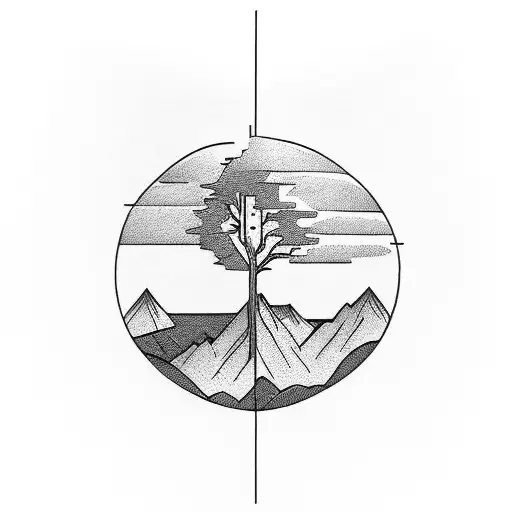 A Mountain A Tree And A Wheat Bundle