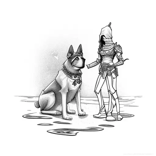 A Traveler Exploring A Fantasy Video Game World With Their Loyal Dog Companion