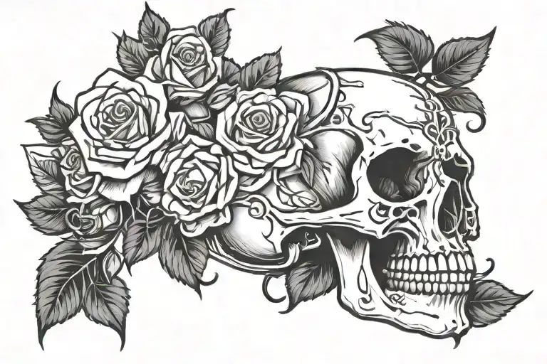 Skull And Rose Garter Belt Tattoo Design
