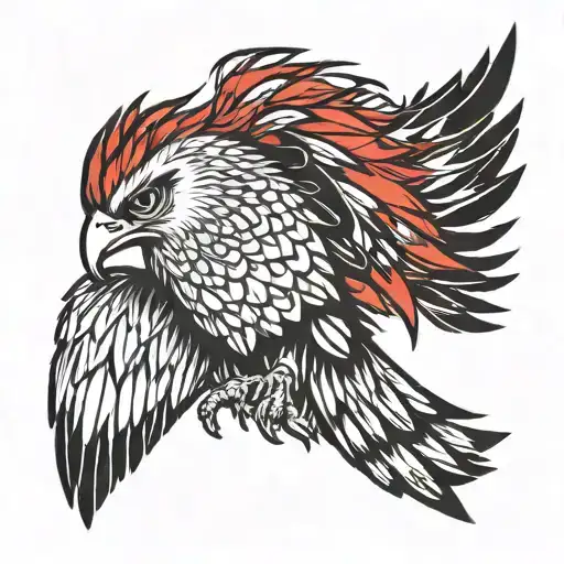 Hawk With Red Mohawk Hairstyle