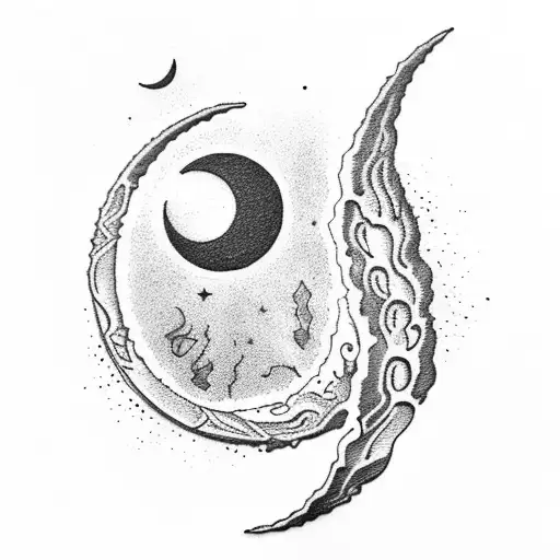 Crescent Moon With Fingerprint