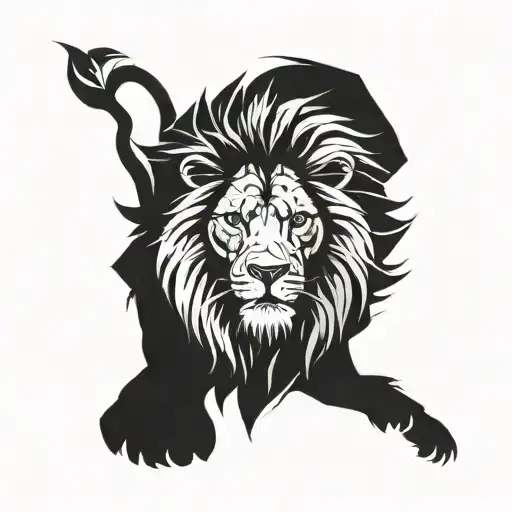 A Lion Symbolizing Strength And Independence In A Minimalist Design