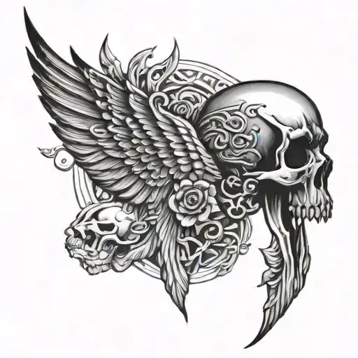 Greek Wings Skull