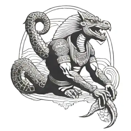 Sobek Egyptian Diety Wielding His