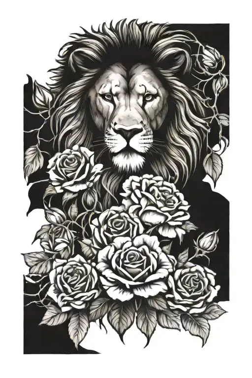 Lion And Roses Growing