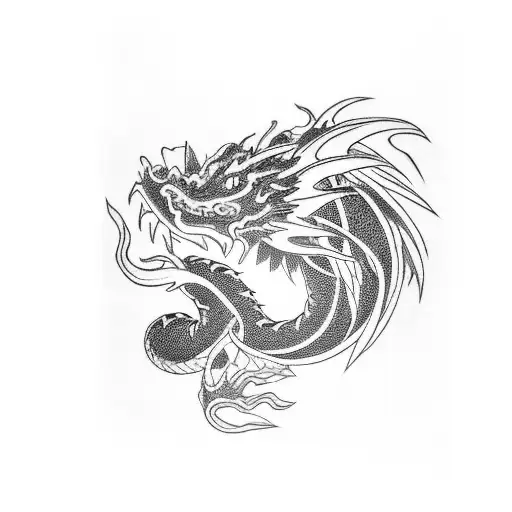 Black Japanese Dragon Head Tattoo Seen From Three Quarters
