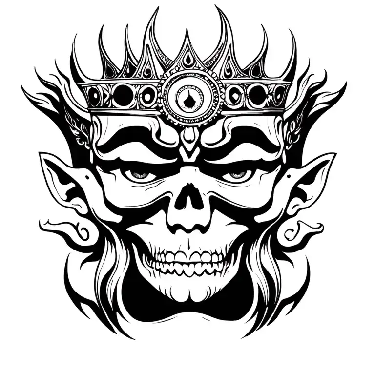 God Kaal Bhairav Only Face With Crown Of Skull 3Rd Eyes Bhairav Four Head