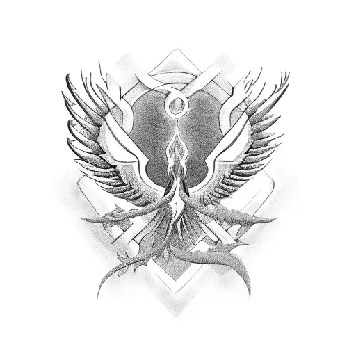 An Intricate Surgical Tool Design Intertwined With A Phoenix Symbolizing Rebirth And Transformation