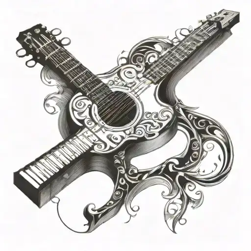 Incorporate A Detailed Guitar Neck With Intricate Designs Inspired By Church Christ Worship Music
