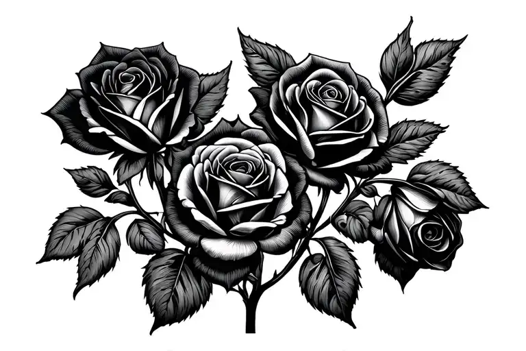 Group Of Roses In A Straight Line To Go On Lower Back