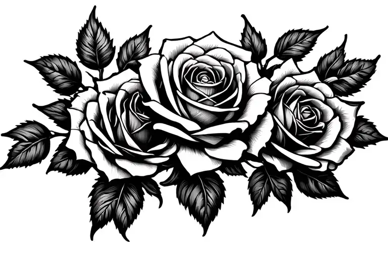 Group Of Roses In A Straight Line To Go On Lower Back