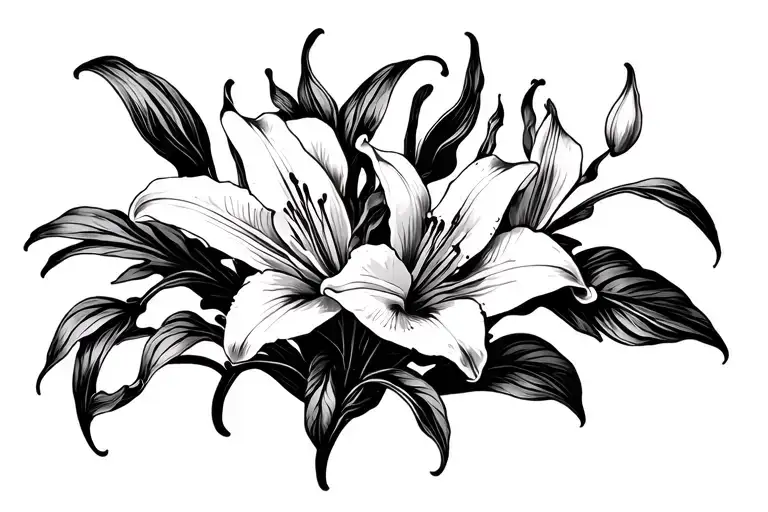 Lilies In Series A Straight Line To Go On Lower Back