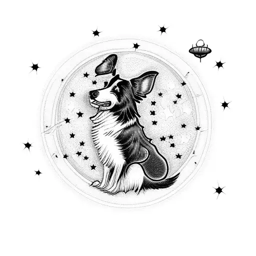 A Border Collie Chasing Fireflies Under A Blue Moon