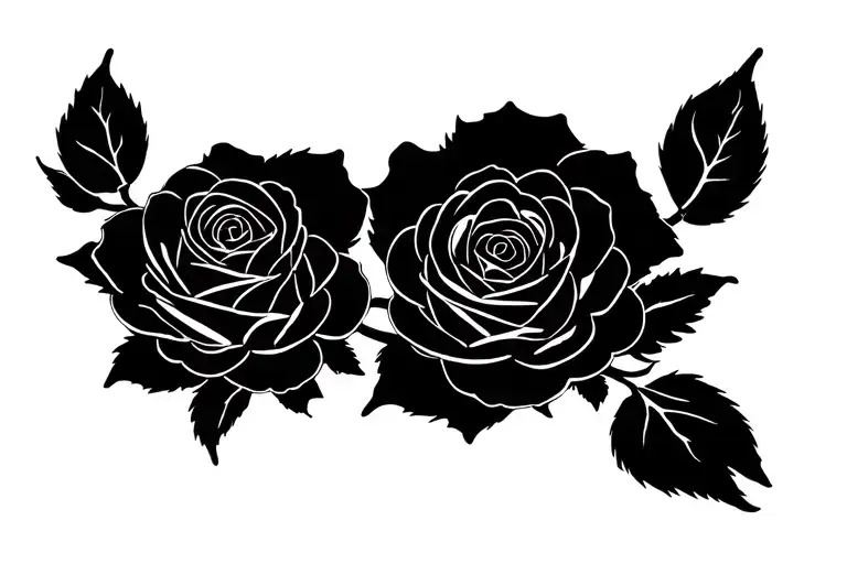 5 Single Roses Arranged In A Straight Line To Go On Lower Back