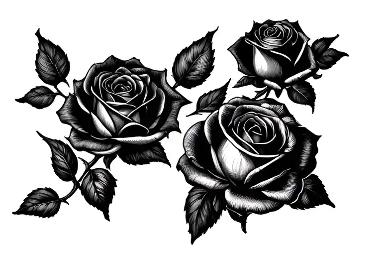 Five Single Roses Arranged In A Straight Line To Go On Lower Back