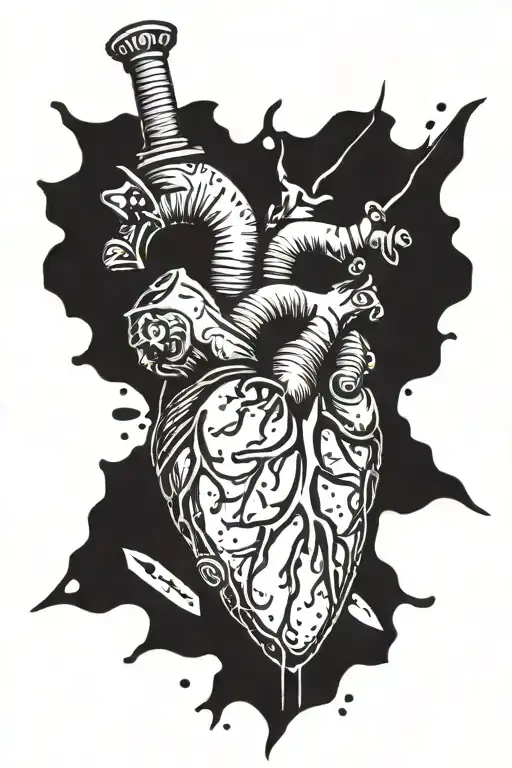 Broken Heart With Knife Piercing