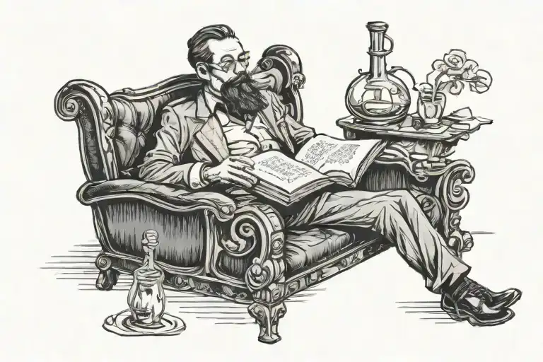 Reading A Book Drinking Bourbon And Smoking A Cigar