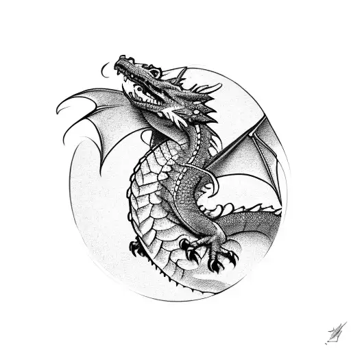 Young Boy Looking Up To A Dragon