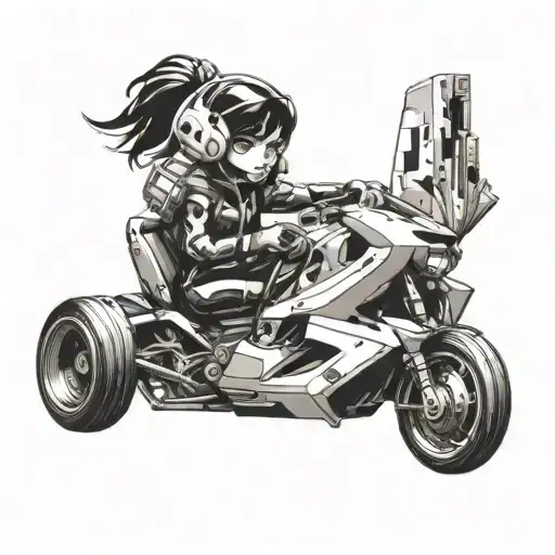 A Futuristic Cyberpunk Version Of Vanellope Von Schweetz Driving A Sleek Racecar
