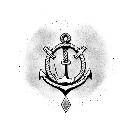 Anchor With Rope And Dog Paw With Shadows