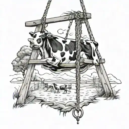 Cow And Swing On A Field