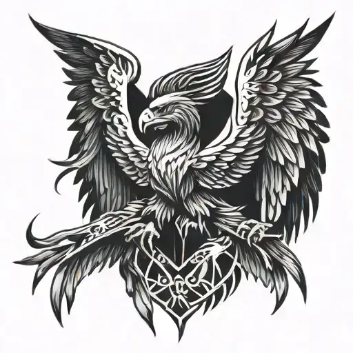 Splitted Head Eagle And Bull