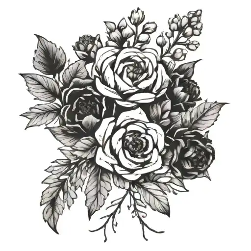 Birth Flower Bouquet Tied