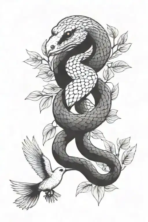 Snake And Dove Carrying An Olive