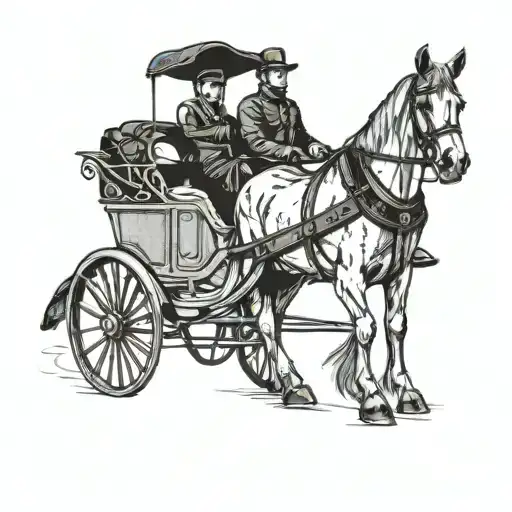 A Horse And A Man Sitting In A Horse-drawn Carriage