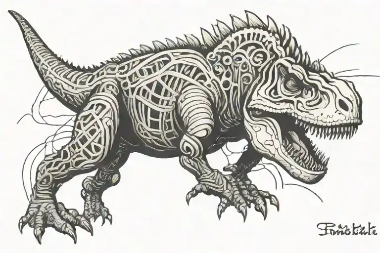 Dinosaur With A Band With Names In It