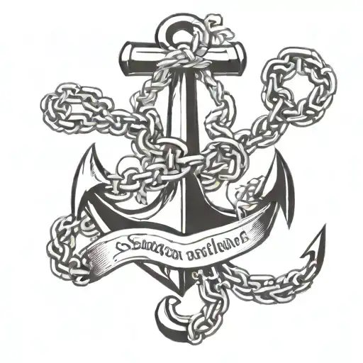 Anchor With An Iron Chain And A Ribbon With The Inscription Svetlana